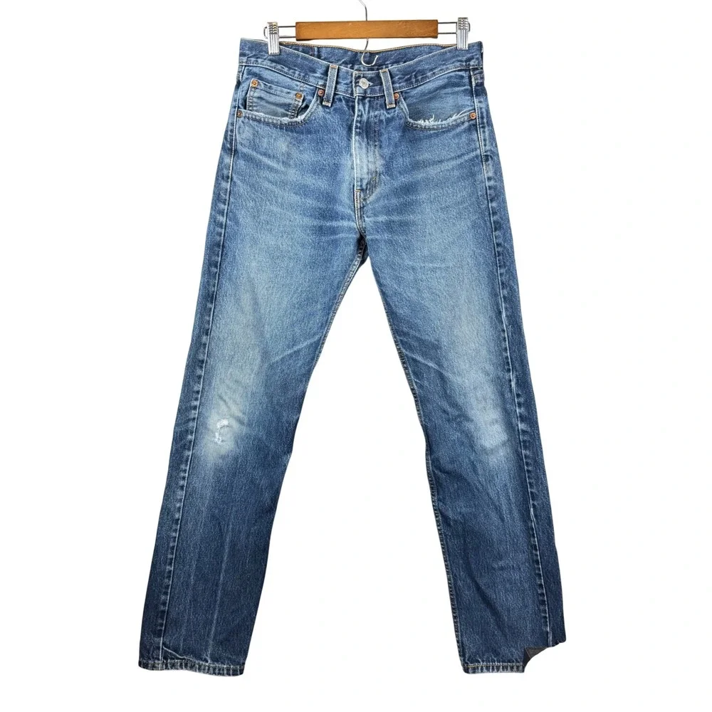 Levis 505 Mens Straight Leg Regular Fit Jeans 32x34 (31x31) Distressed Americana